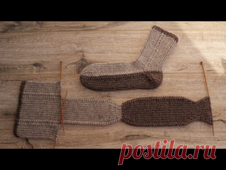 Мужские носки на двух спицах 🥾 Men’s Socks Two Needle Knitting Pattern