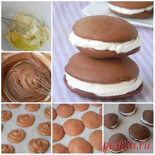 Вкуснющее пирожное «Вупи» — на радость всем сладкоежкам! 
Это традиционные американские пирожные. Готовятся они очень быстро и влюбляешься в них с первого укуса. Мягкие шоколадные бисквиты в сочетании со взбитыми сливками — это просто БОМБА. 
Ингредиенты: 
Тесто: 
Яйцо куриное — 1 шт. 
Показать полностью…