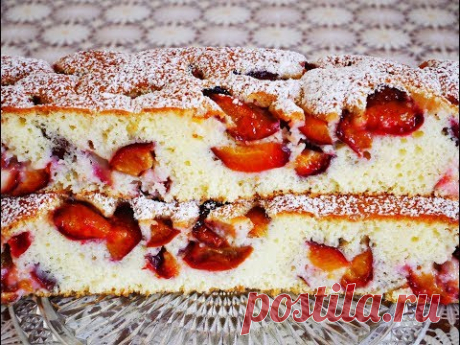 ПИРОГ со СЛИВАМИ Быстрый в приготовлении ВКУСНЫЙ ПИРОГ заливной пирог Пирог со сметаной ПИРОГИ
