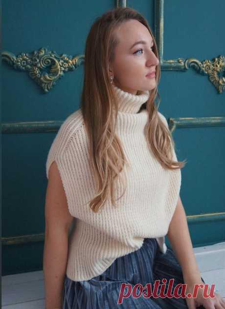 Модная безрукавка с воротником - Knitting.Klubok.ru.com