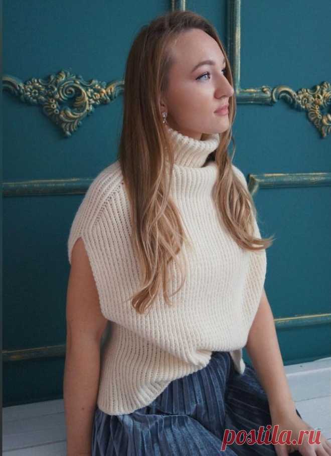 Модная безрукавка с воротником - Knitting.Klubok.ru.com