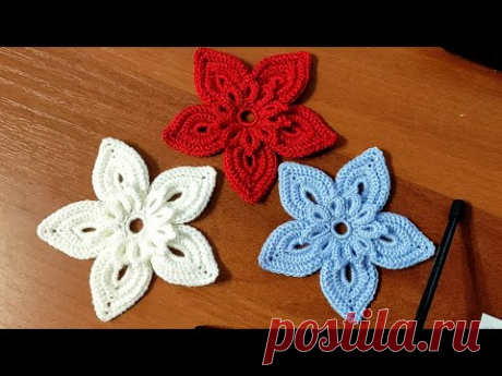 ЦВЕТОК крючком. Цветочек крючком для начинающих.  Flowers crocheted.