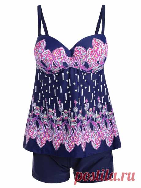 2018 Paisley Print Push Up Two-Piece Swimsuit PINK XL In Tankinis Online Store. Best Casual Printed Dress For Sale | DressLily.com