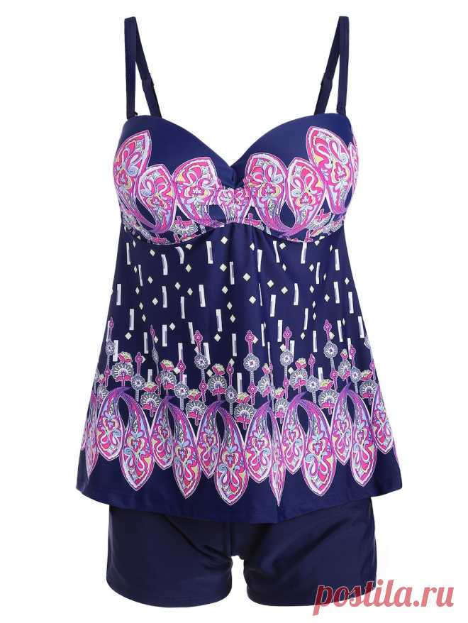 2018 Paisley Print Push Up Two-Piece Swimsuit PINK XL In Tankinis Online Store. Best Casual Printed Dress For Sale | DressLily.com
