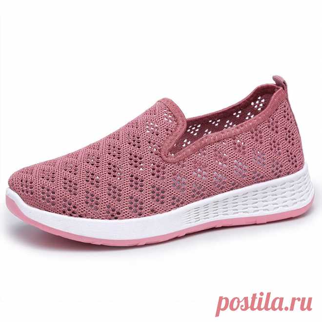 Women Hollow Out Mesh Lazy Slip On Walking Shoes - US$24.99