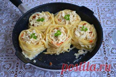 «Гнезда» с фаршем и овощами