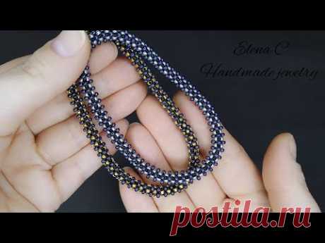 Квадратный жгут из бисера иглой Beaded Bracelet Tutorial Beading #beadedbracelet #beadedjewelry #diy