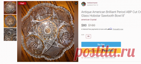 american Crystal | Dining | Antique American Brilliant Period Abp Cut Crystal Glass Hobstar Sawtooth Bowl 8 | Poshmark