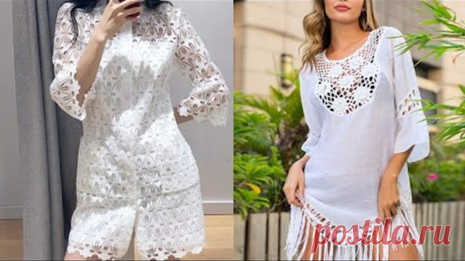 Кружевные туники с подбором схем для вязания крючком.❤