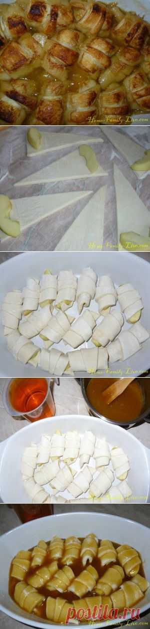 Слойки с яблоком в соке - Кулинарные рецепты