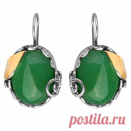 16.890 р-Серебряные серьги Yaffo с авантюрином и золотом SAE989 - Женские украшения