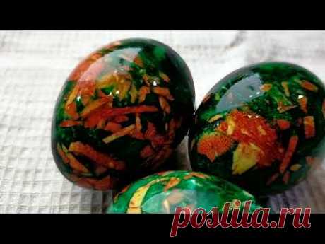 "Мраморные" яйца на Пасху. "Marble" egg coloring for Easter.