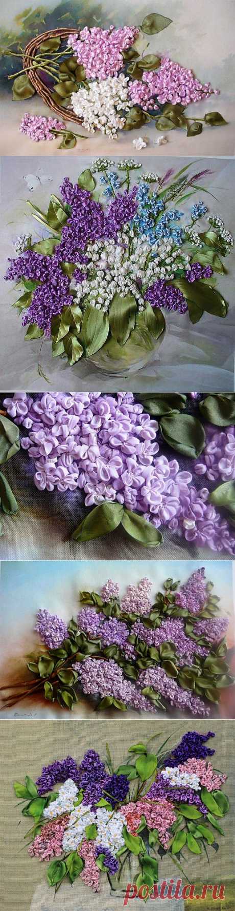 Сирень из ленточек.  МК