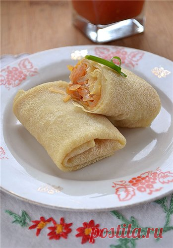 Постные блины с капустой