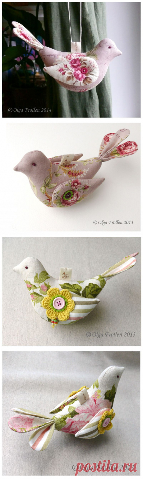 Текстильные птички разных мастеров и МК от Яна SunRay