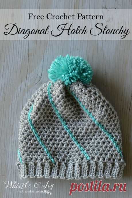 Diagonal Hatch Slouchy Hat - Whistle and Ivy