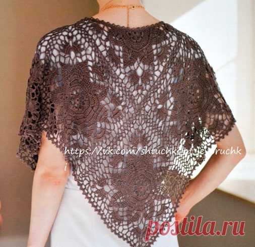 Шаль из цветочных мотивов  Схема в формате .pdf