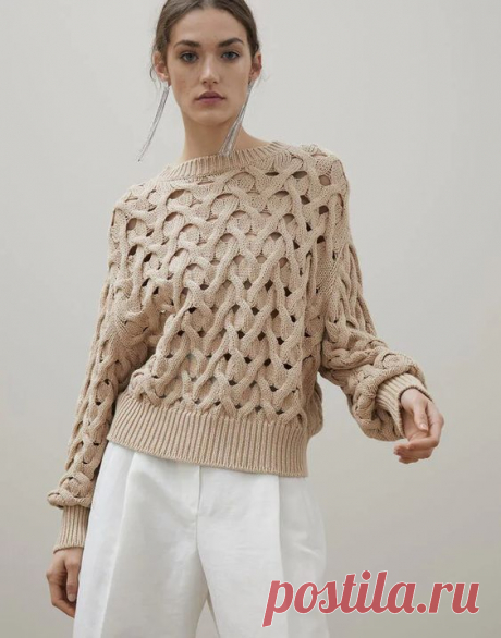 Вязаный пуловер спицами от Брунелло Кучинели — Cтильное вязание