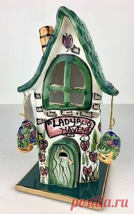 Heather Goldminc Blue Sky Candle Tea Light House Holder Ladybug Haven NEW in Box  | eBay Heather Goldminc design - OC19025. Ladybug Haven candle/tea light house. Blue Sky Clayworks. House stands 9&quot;T on tile.