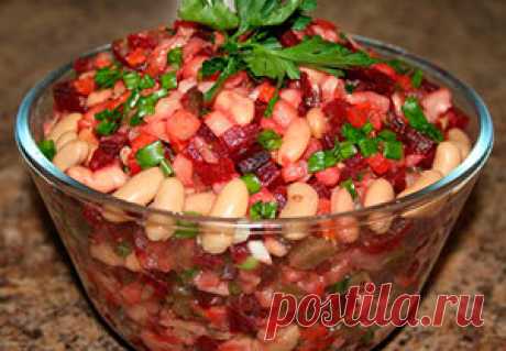 Винегрет с фасолью и мочеными яблоками:Рецепт №1