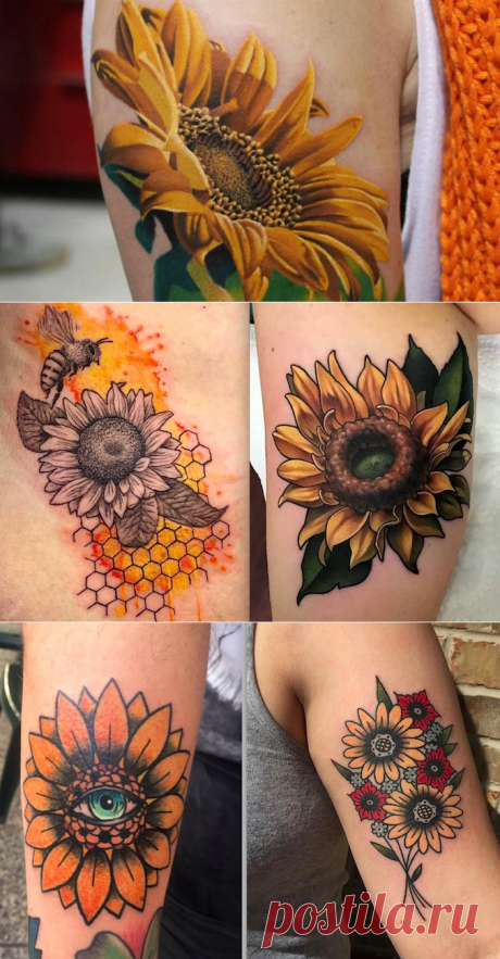 Солнечные татуировки подсолнуха | foto tattoo