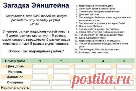 Загадка Эйнштейна. | Хитрости Жизни