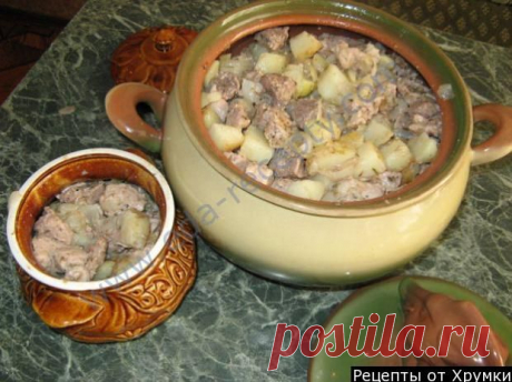 Кулинарный рецепт Мясо в горшочках с картофелем с фото
