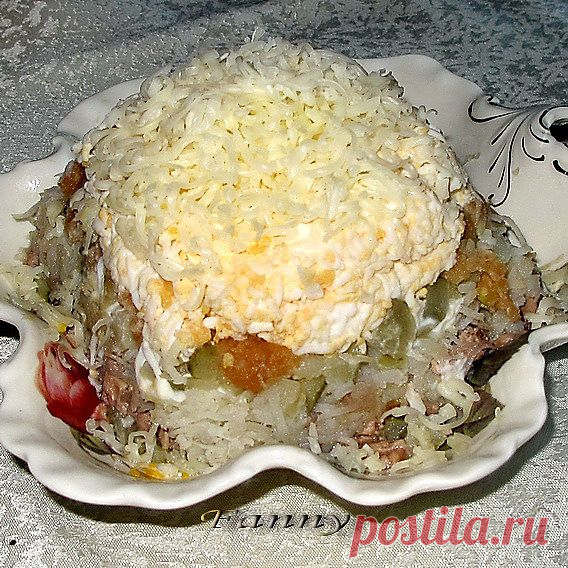 Праздничный салат из печени трески ЕГИПЕТСКАЯ ПИРАМИДА.