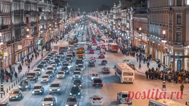 Зимний Петербург с высоты птичьего полёта. Автор видео: Timelab Pro