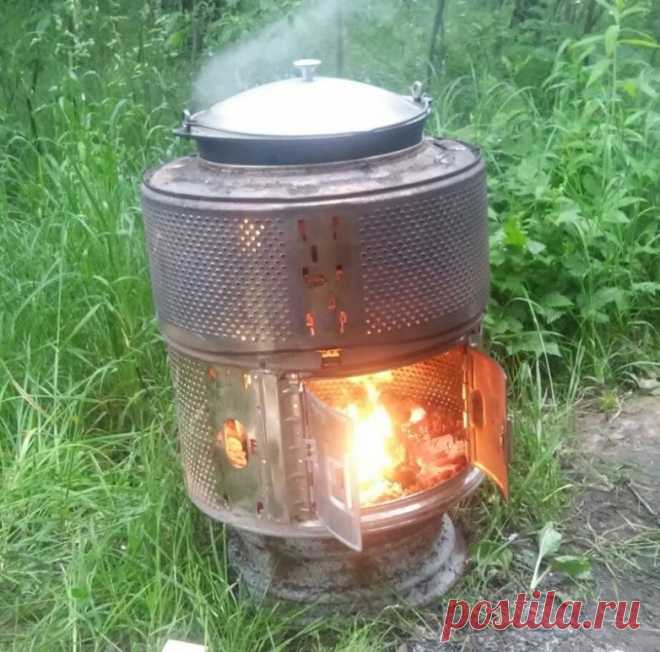 Что можно сделать из старого водонагревателя Печь для казана из стиральных машин для дачи Постила