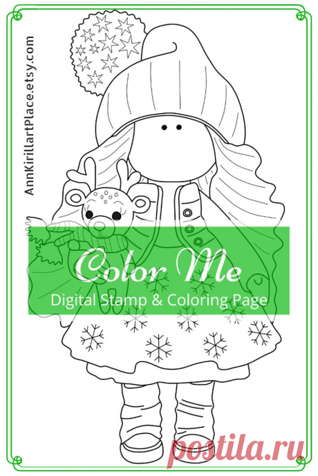 Color Me Digital Download Scrapbooking Art Girl Coloring | Etsy