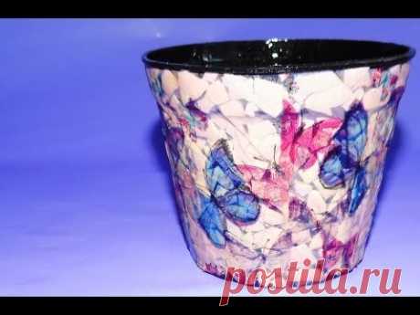 Декорируем цветочный горшок. Decorate a flower pot