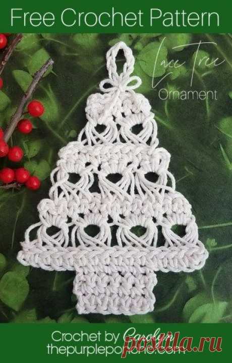 Lace Tree Ornament - Free Crochet Pattern - The Purple Poncho