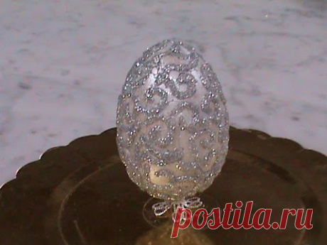 DIY/МК/ Как сделать декоративное Пасхальное яйцо на ножке с рисунком из глитера