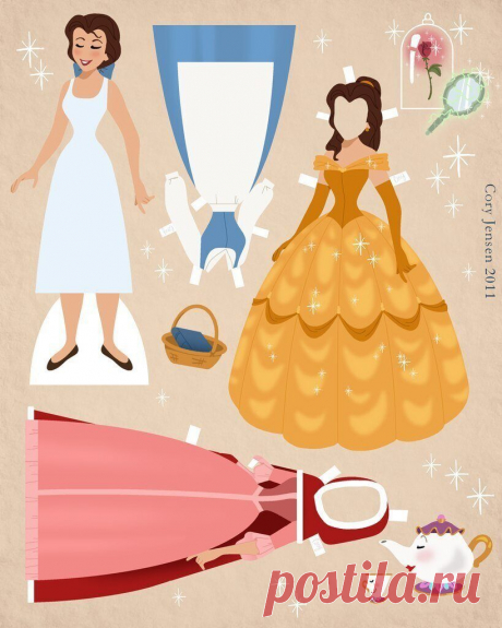 Бумажные куклы - диснеевские принцессы с нарядами и парочка принцев в придачу.