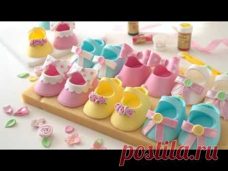 How To Make Fondant Baby Shoes With Bow Cake Topper (Tutorial) 귀여운 폰던 베이비슈즈 케이크토퍼 쉽고 간단하게