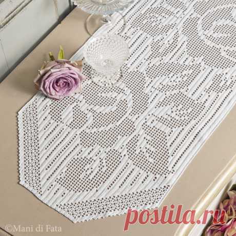 Scheme to realize the runner with crochet filet roses