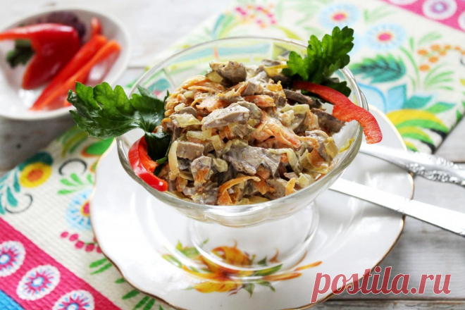 Салат из куриной печени с морковью рецепт с фото пошагово - 1000.menu