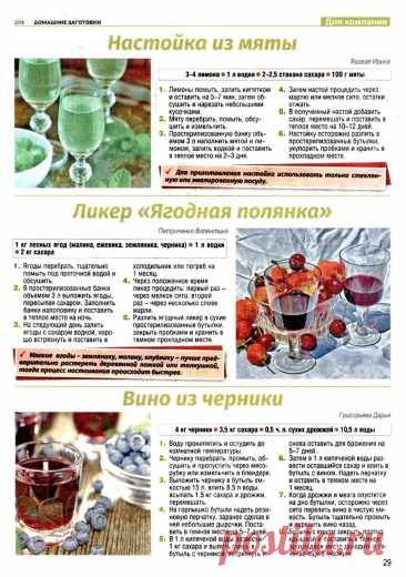 Настойка из мяты. Ликер &quot;Ягодная полянка&quot;. Вино из черники