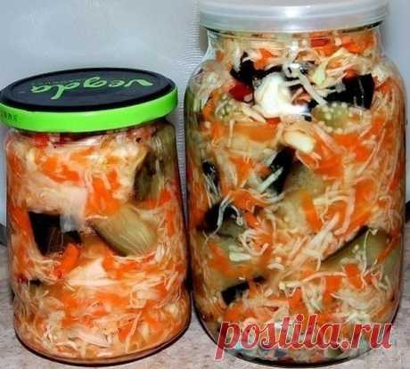 Закуска баклажаны с капустой на зиму | Вкусные рецепты