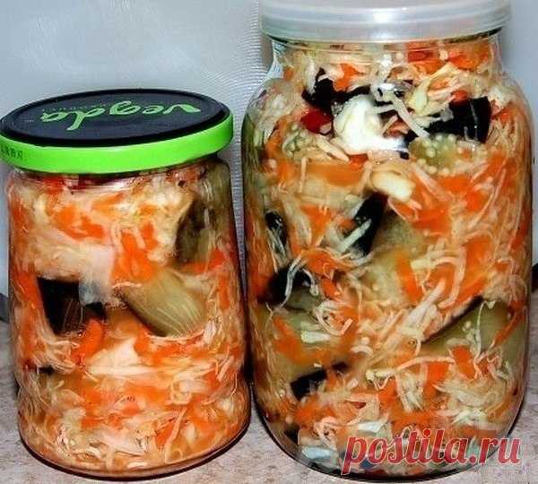 Закуска баклажаны с капустой на зиму | Вкусные рецепты