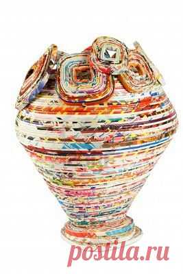 colored basket made from recycled paper