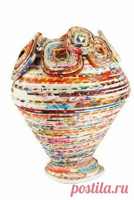 colored basket made from recycled paper