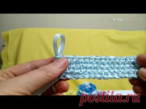 Чудесный узор для вязания атласными лентами крючком.