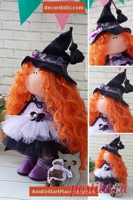Witch Doll Handmade Halloween Decoration Doll Costume Art | Etsy