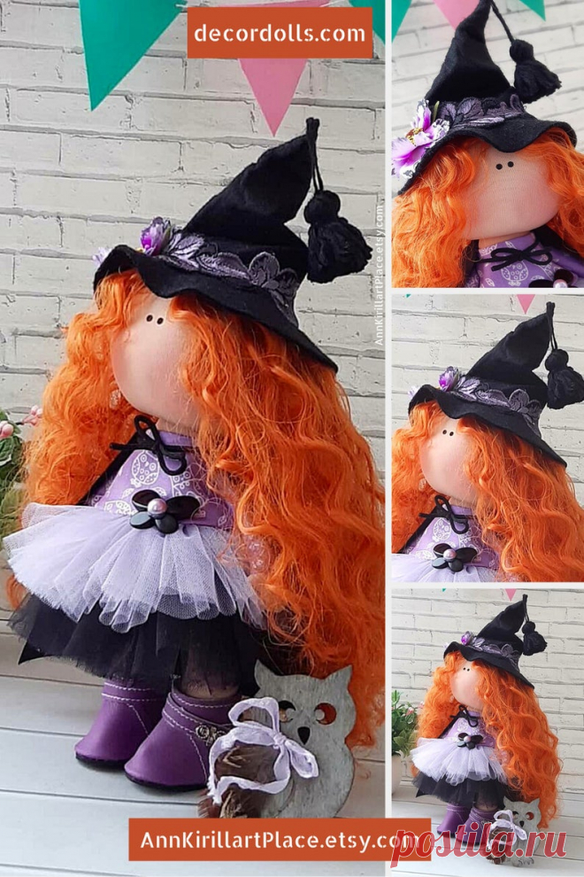 Witch Doll Handmade Halloween Decoration Doll Costume Art | Etsy