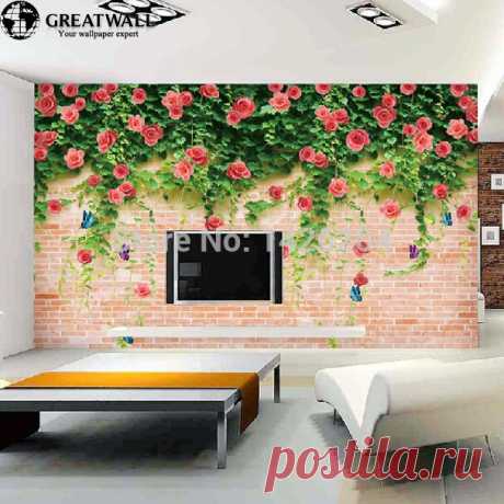 wallpaper clock Picture - More Detailed Picture about Great wall 3d large brick flower wallpapers wall mural,3d murals wallpaper for walls tv background,papel de parede floral tijolo Picture in Wallpapers from Great wall paper | Aliexpress.com | Alibaba Group