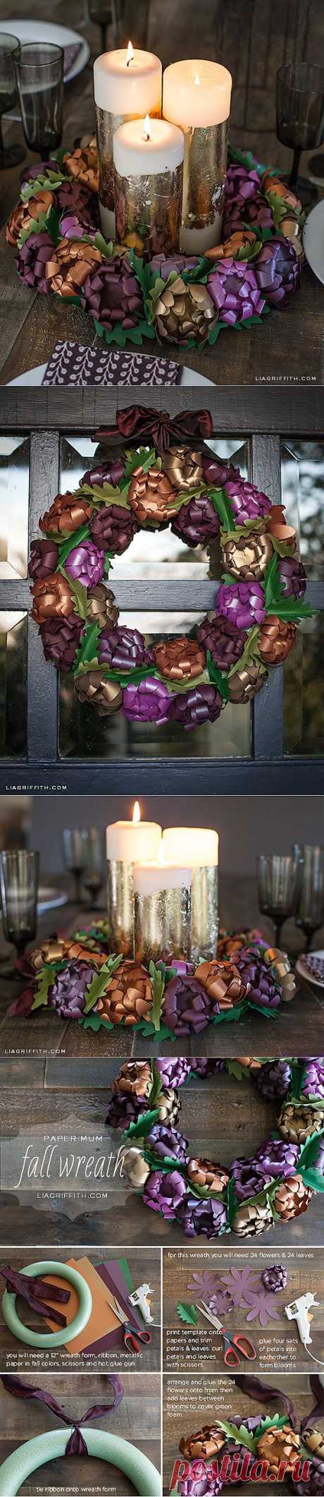 DIY бумаги цветок Мама Венок на осень | Лия Гриффит