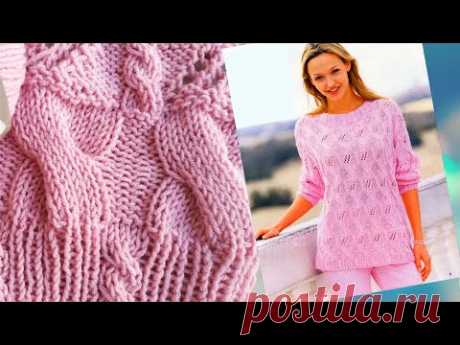 In delicate pink color BEAUTIFUL JUMPER with knitting needles