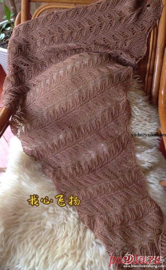 Ажурный платок спицами.. Схемы вязания платков спицами